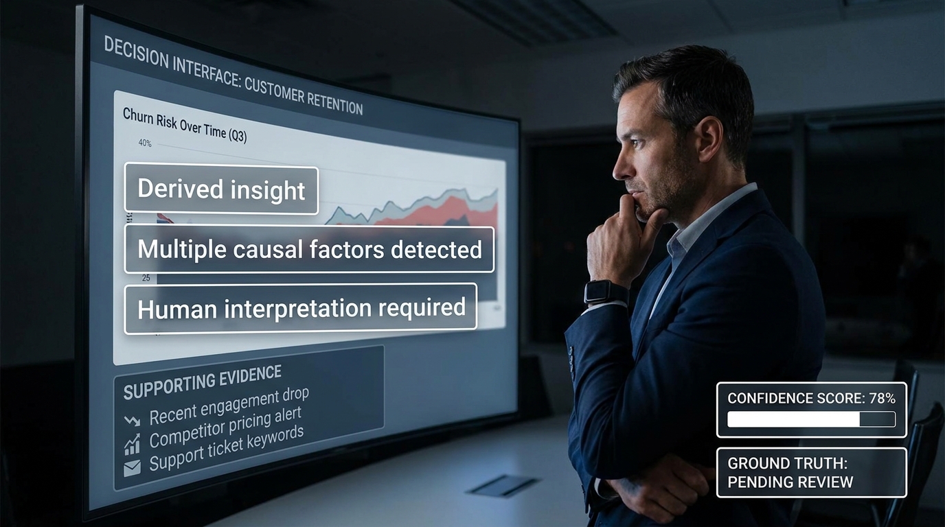 A decision being made with confidence, in an AI-shaped information environment